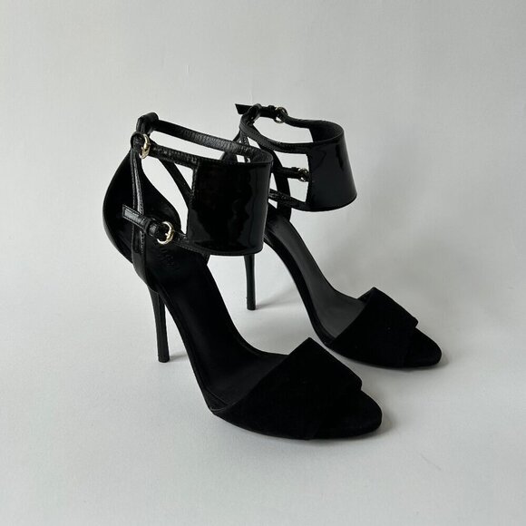 GUCCI VINTAGE SS08 BLACK SUEDE SANDALS SIZE 37.5 - Picture 2 of 9